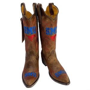 GAMEDAY BOOTS Southern Methodist University SMU Embroidered Cowboy Boots NEW 6.5